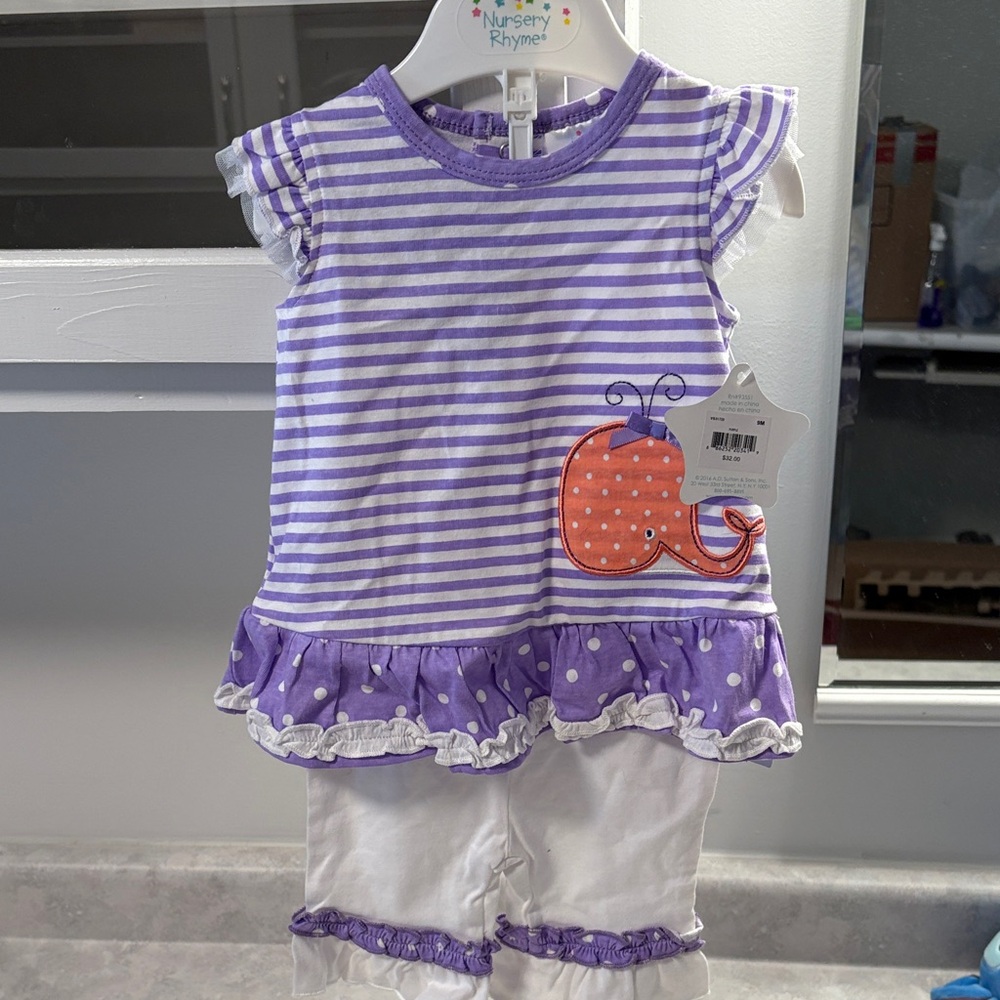 Nursery Rhyme Purple Striped Whale Costume Set